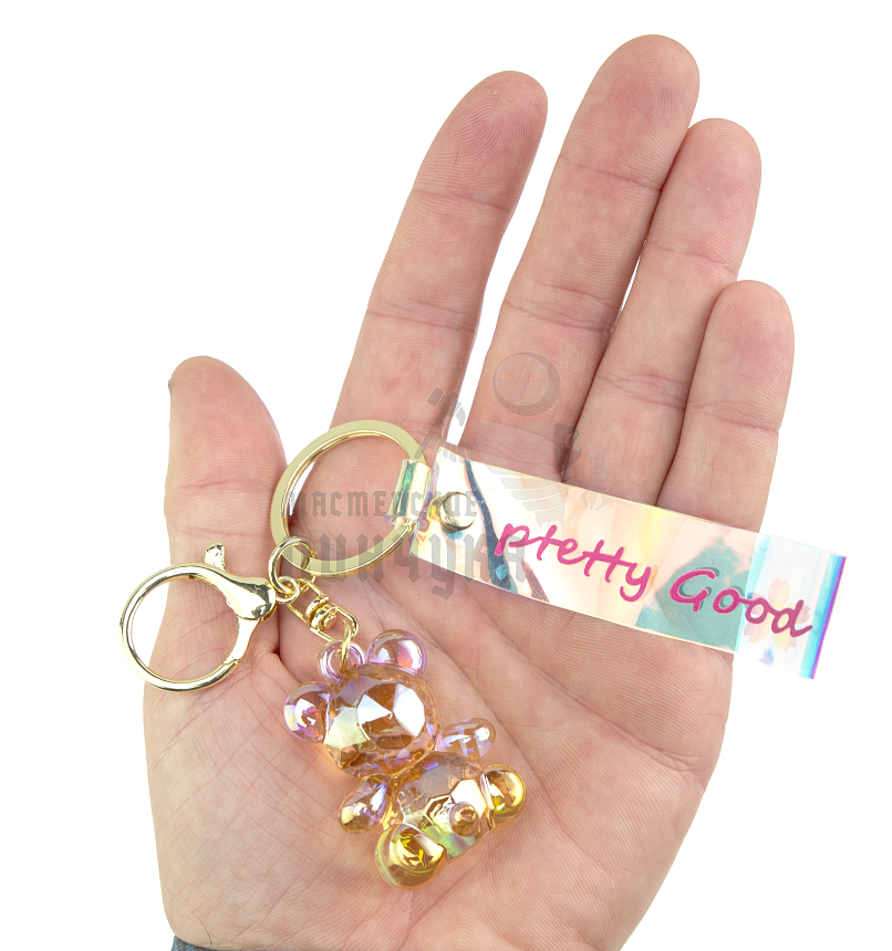 Брелок для ключей "Мишка" + карабин, цв.карамельный