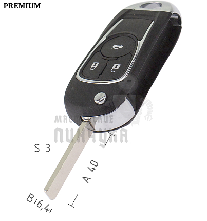 Корпус выкидного ключа CHEVROLET HU100 3 кнопки, хром/вертикальный  КНР