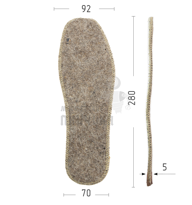 Стельки войлочные фольга гофр (В04) р.46