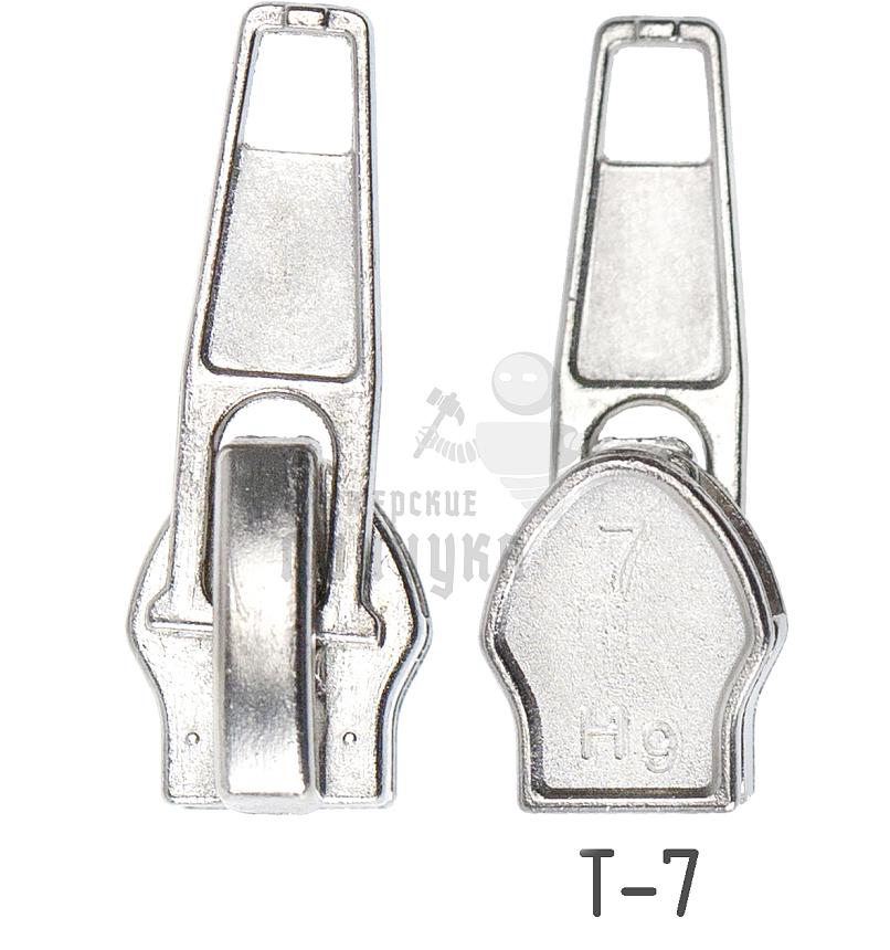 Бегунок для спиральной молнии, тип 7, автомат, цв. никель