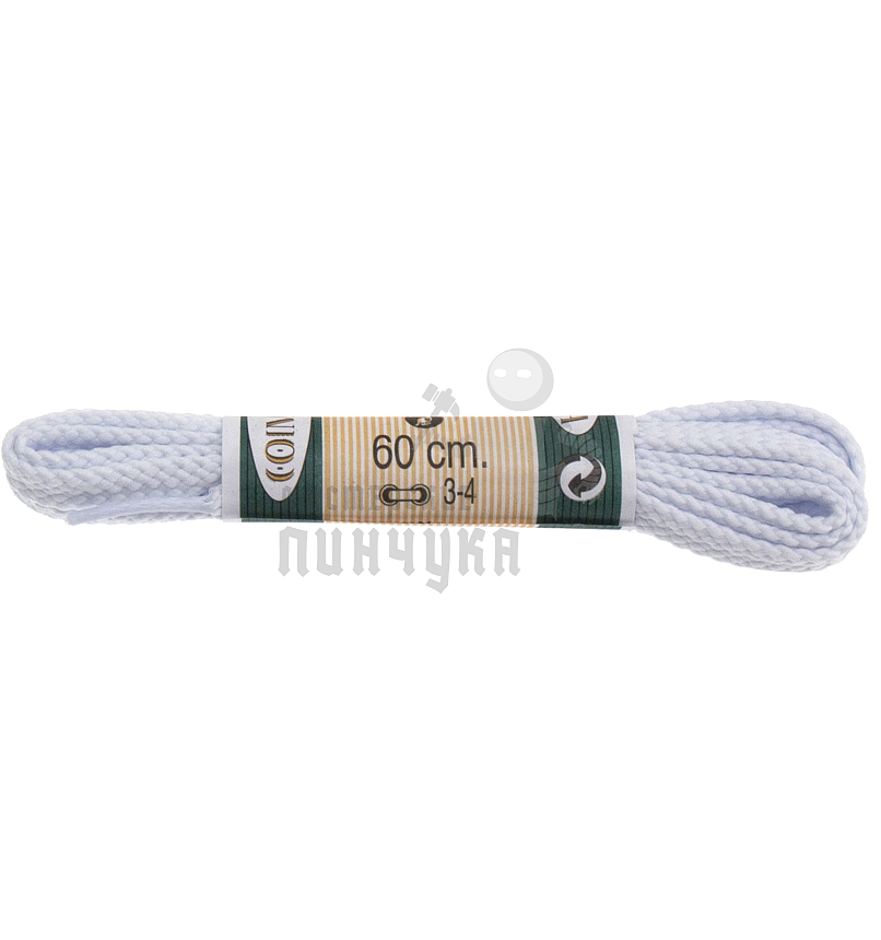 Шнурок белый, плоский тонкий  60 см (Art.425)