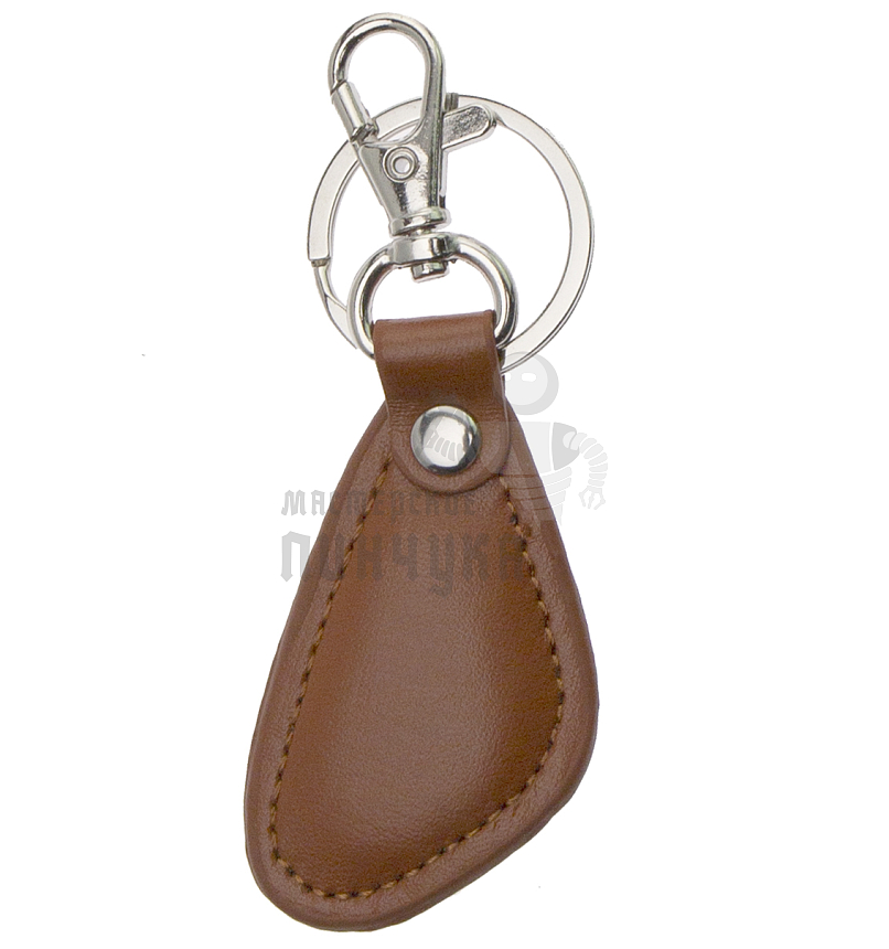 Кожаный брелок, капля, с карабином и кольцом 