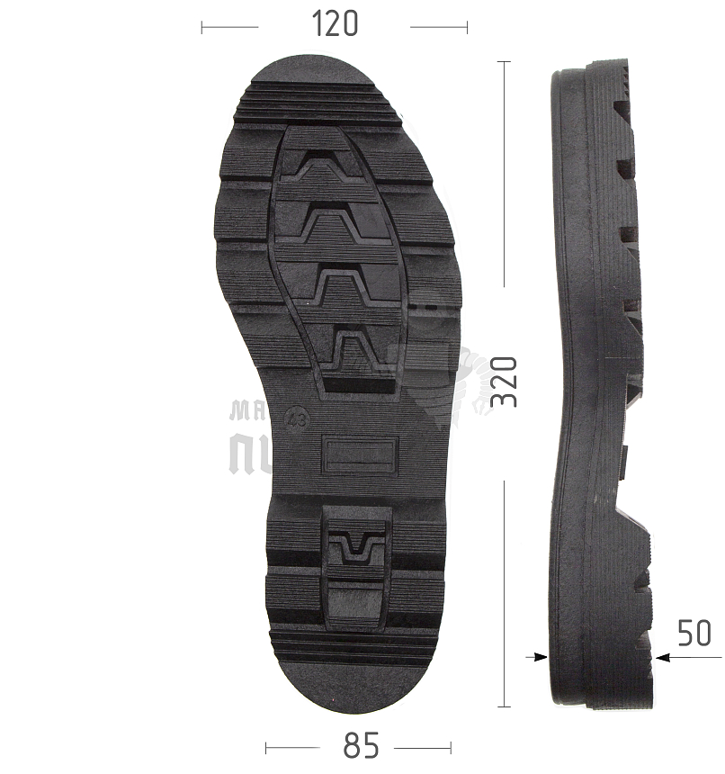 Подошва муж. Киров 115-М р. 43, цв. черный