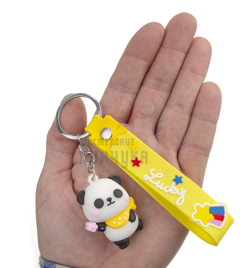 Брелок для ключей "Панда мини" + ремешок, цв.желтый