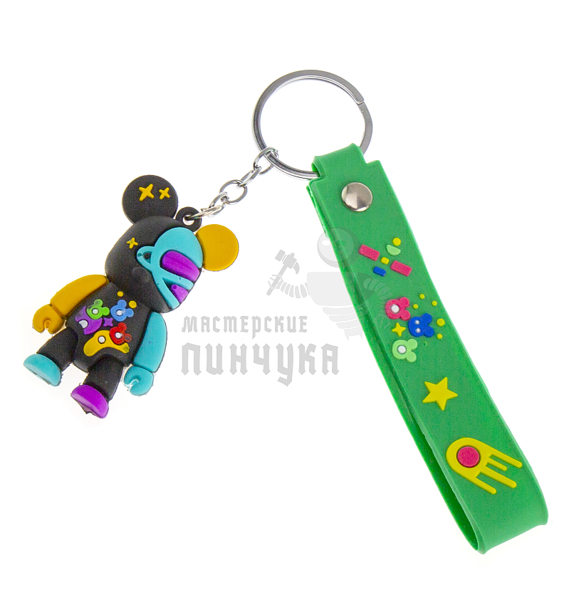 Брелок для ключей "Мишка Бербик" + ремешок, цв.бирюзовый