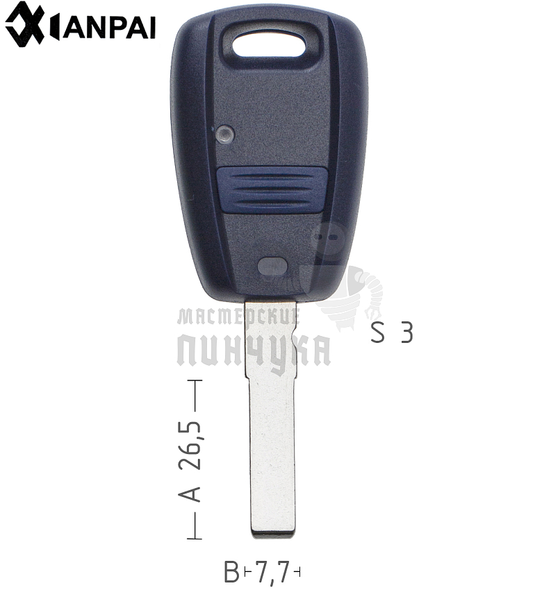 Корпус ключа FI-16 SIP22 GB18 1 кнопка КНР   FIAT