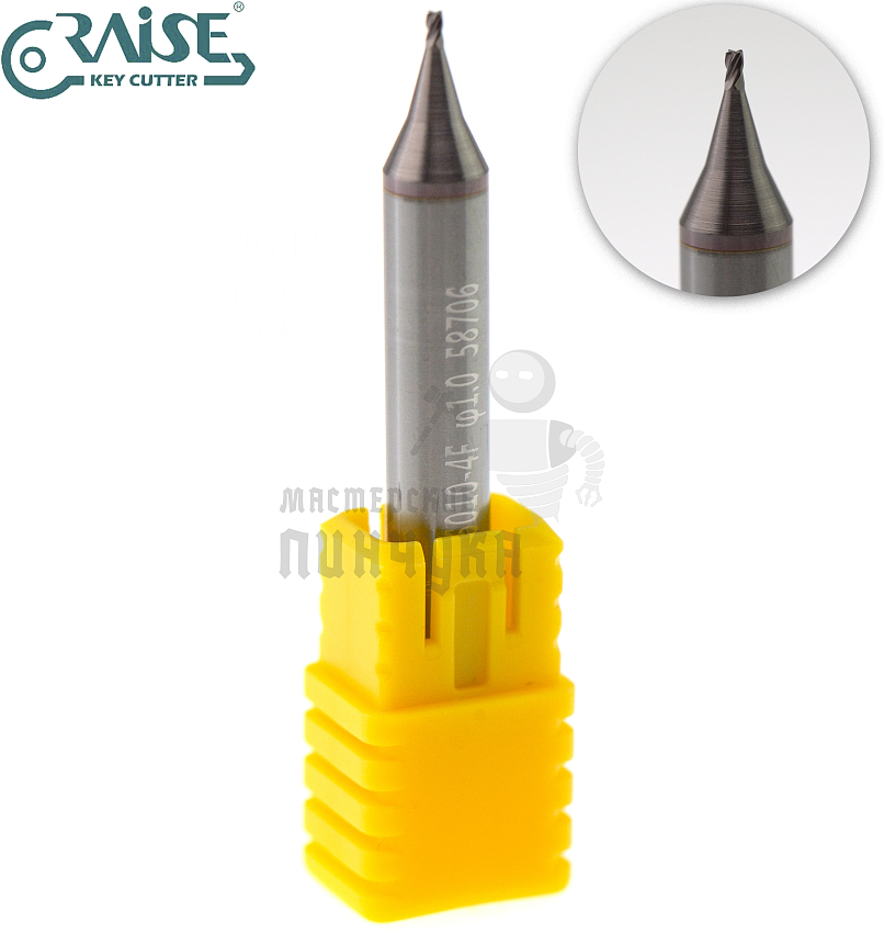 Вертик.фреза RAISE EW6010-4F ф1мм CARBIDE (ф1.0Х6Х40X4F)								
