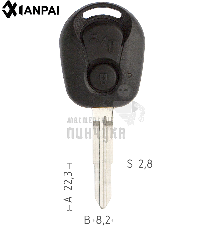 Корпус ключа SSA-1.P1 SSY3P SSA2P51 2 кнопки КНР// SsangYong