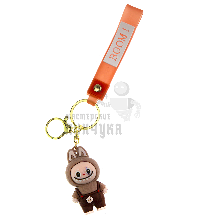 Брелок для ключей "LABUBU" с карабином, цв.коричневый