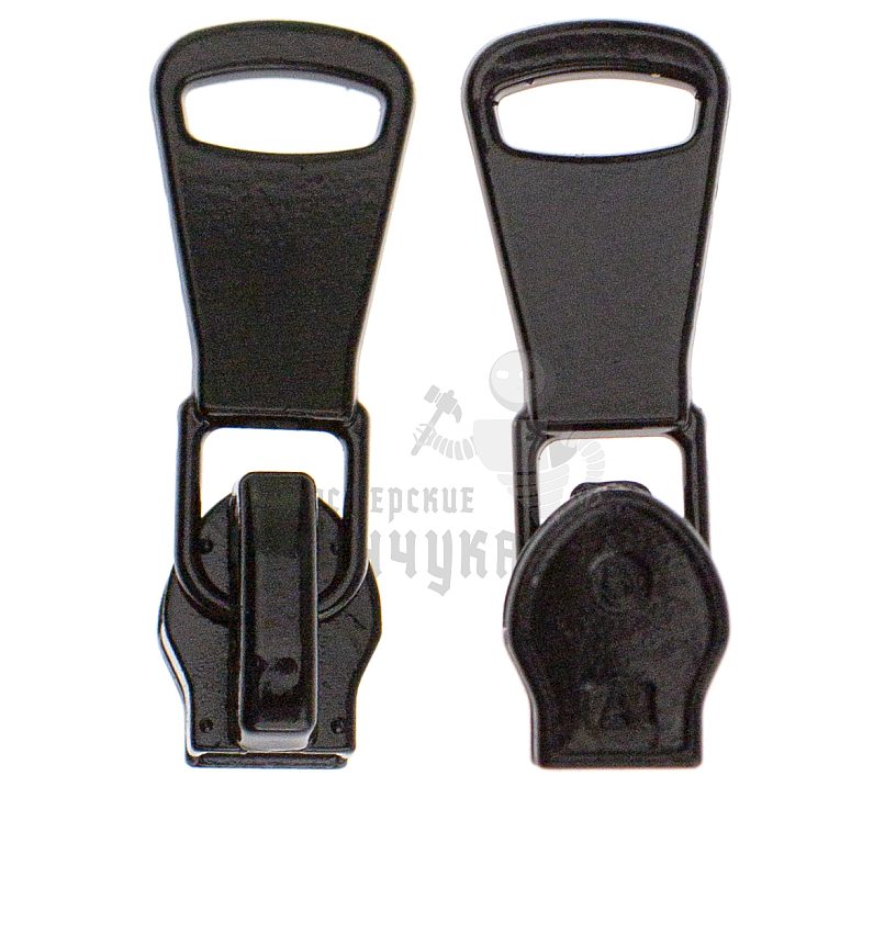 Бегунок для спиральной (витой) молнии, тип 5, автомат, арт.C8,цв. черный лакир.