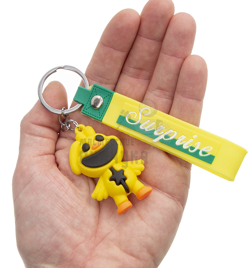 Брелок для ключей "Цыпленок-пинака" цв.желто-черный +ремешок