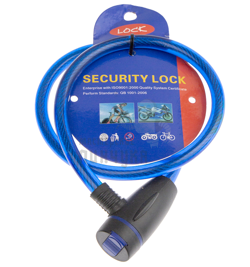 Замок для велосипеда 65см, толстый, "LOCK", цв.синий
