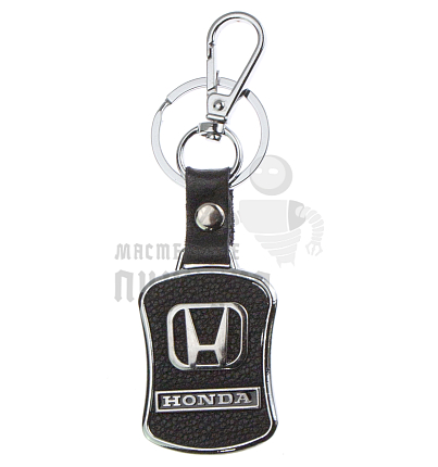 Авто карабин с кольцом для ключей HONDA Экокожа (рифленая)