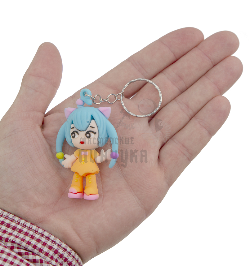 Брелок для ключей "Мику Хацунэ" цв. голубой/оранжевый