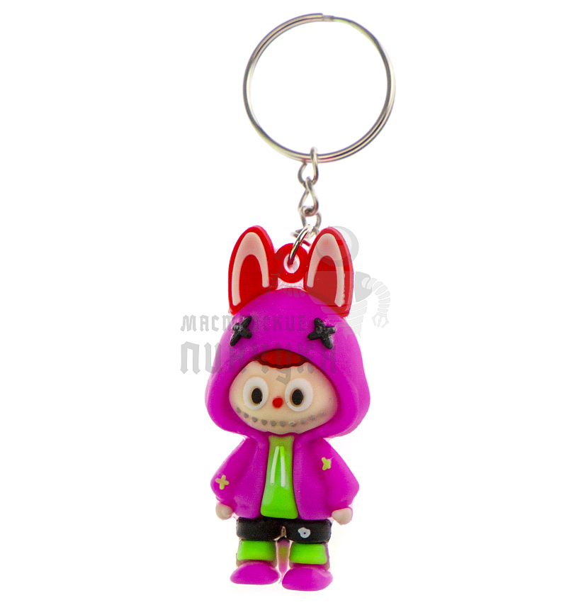 Брелок для ключей "LABUBU" с ушками, цв.розовый