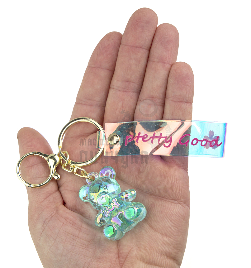 Брелок для ключей "Мишка" + карабин, цв.бирюзовый