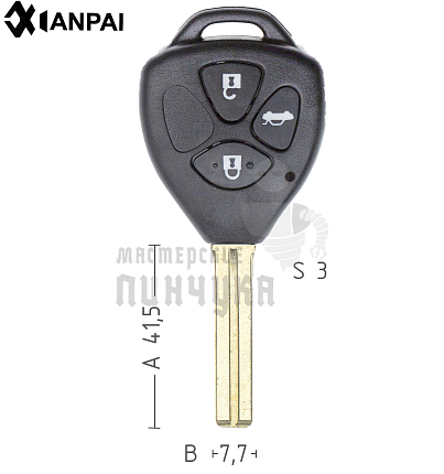Корпус ключа  TOYO-30.P1 TOY48 TY47P 3 кнопки 2 TOYOTA // КНР