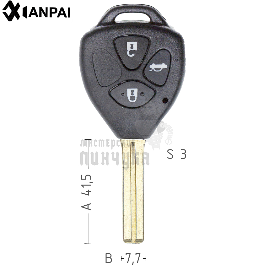 Корпус ключа  TOYO-30.P1 TOY48 TY47P 3 кнопки 2 TOYOTA // КНР