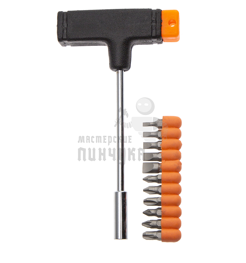 Отвертка с Т-образной ручкой, набор бит, 11 шт, Sparta