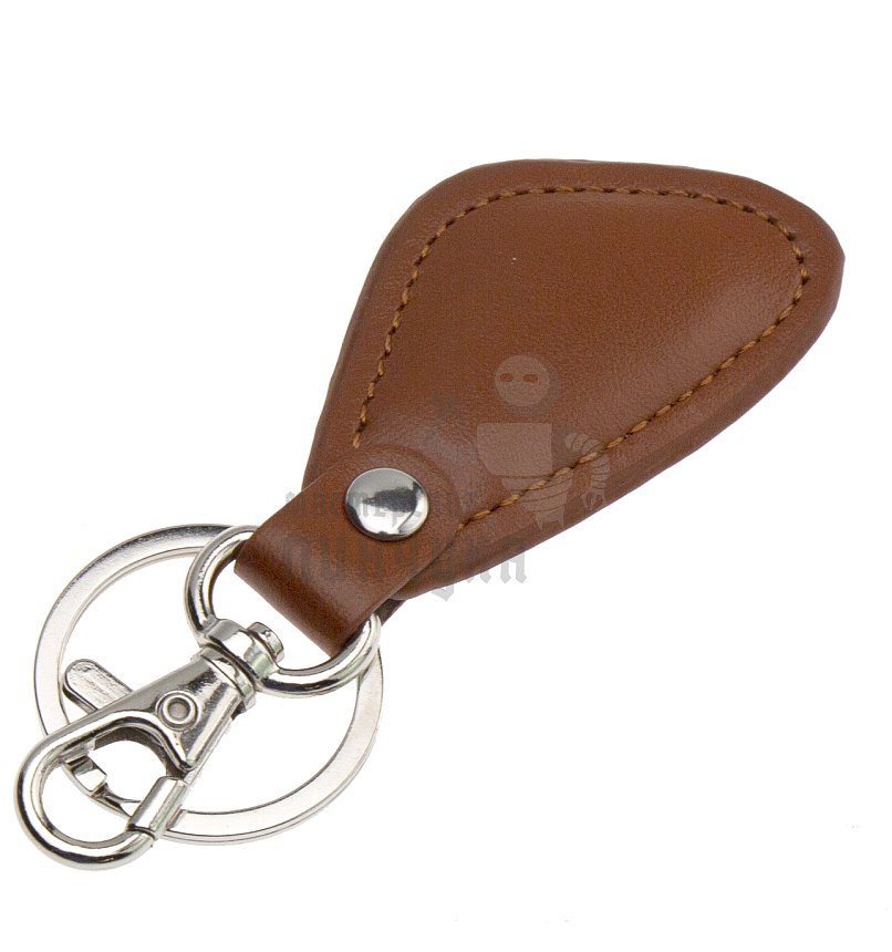 Кожаный брелок, капля, с карабином и кольцом 