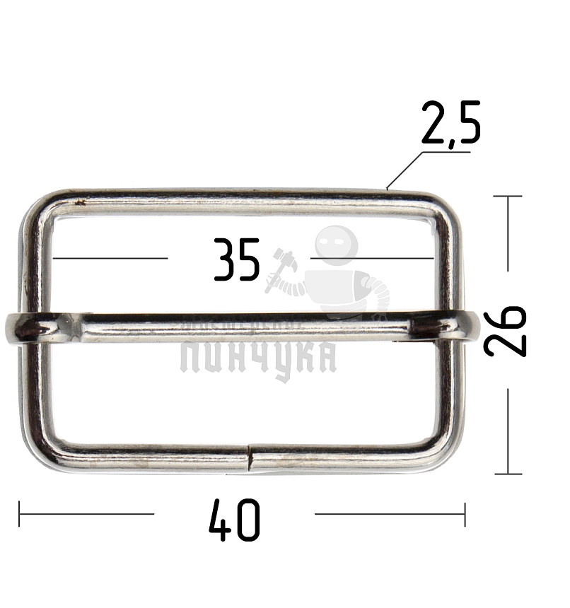 Пряжка регулировочная 35мм цв никель
