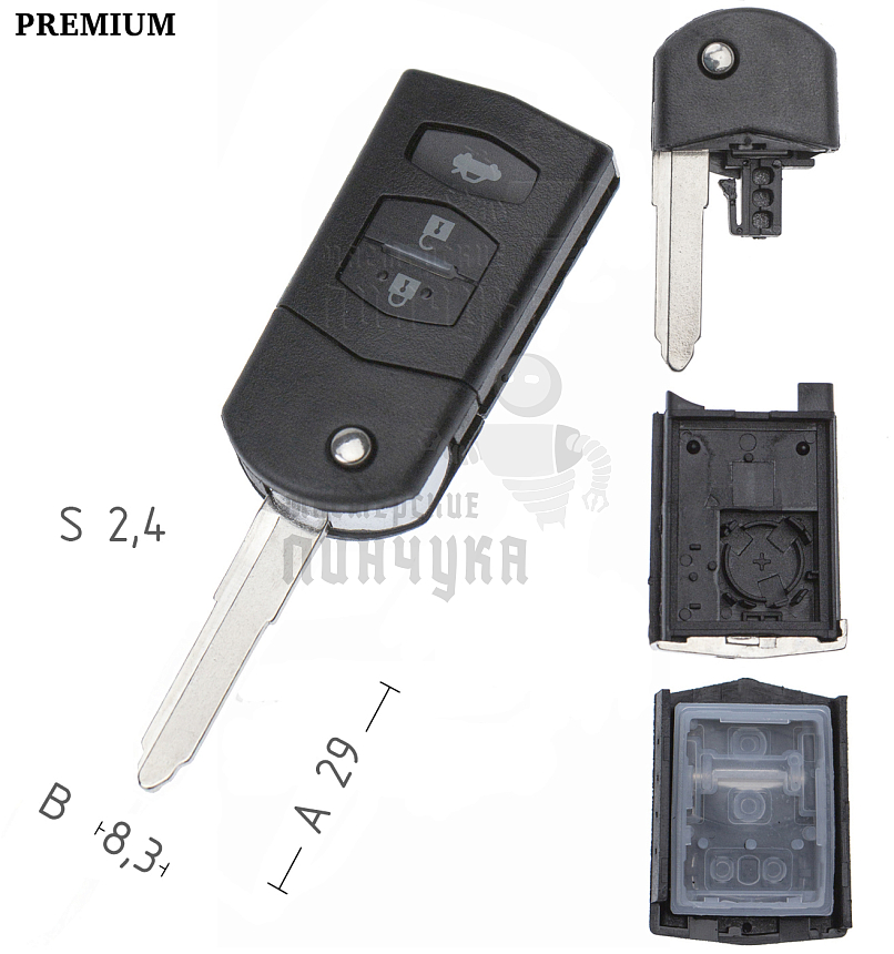 Корпус выкидного ключа MAZ-11 MAZ24R MAZ24R 3 кнопки КНР  MAZDA