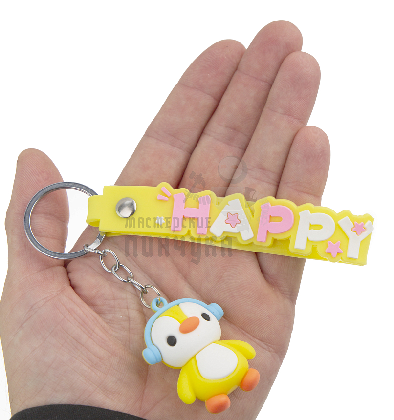 Брелок для ключей "Пингвин" цв.желтый + ремешок