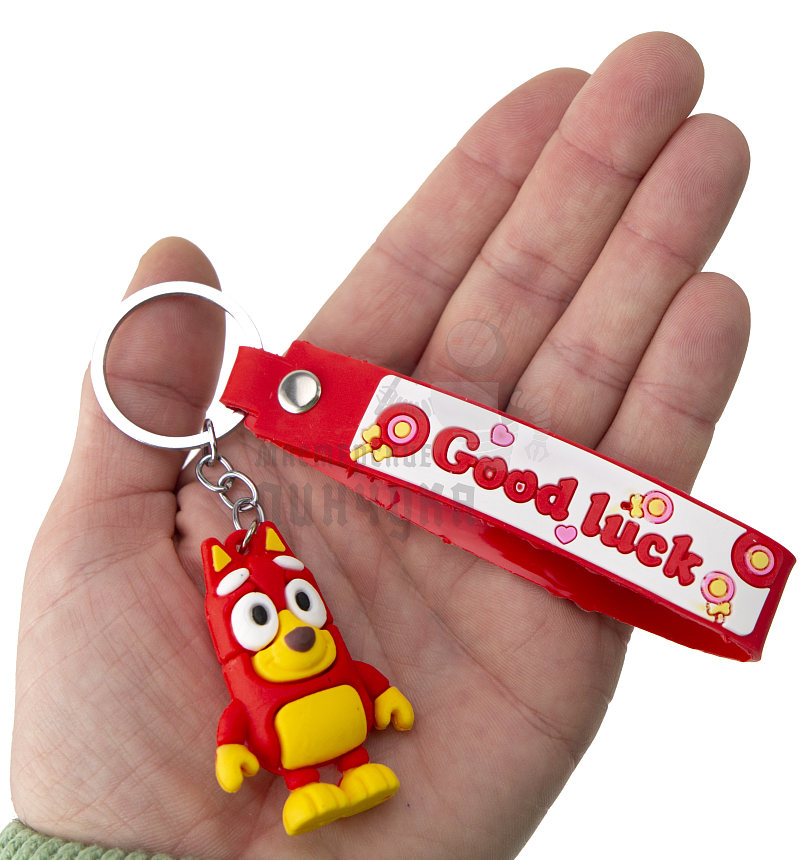 Брелок для ключей Bluey, цв.красный + ремешок