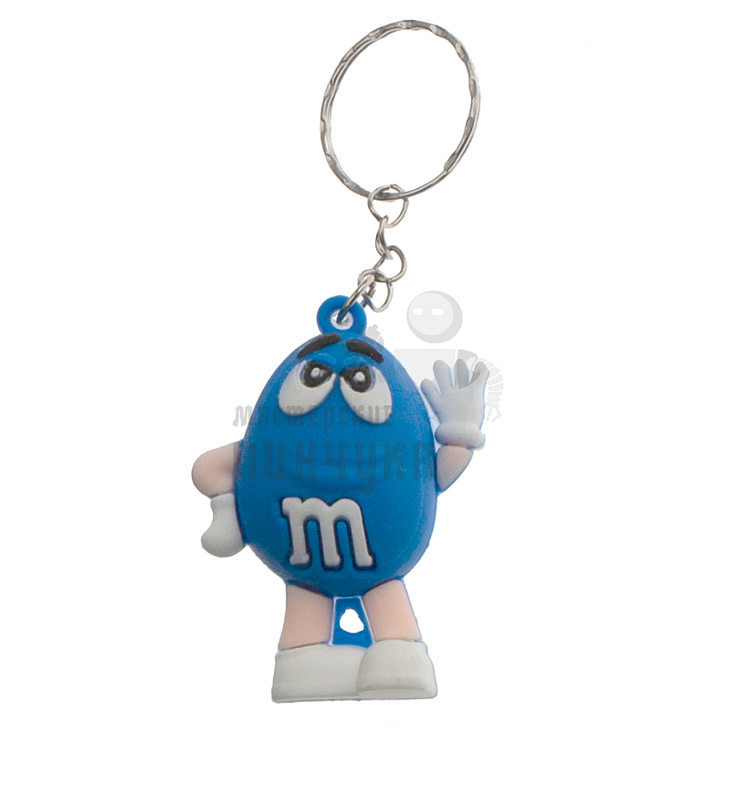Брелок для ключей "M&M" цв.синий с кольцом