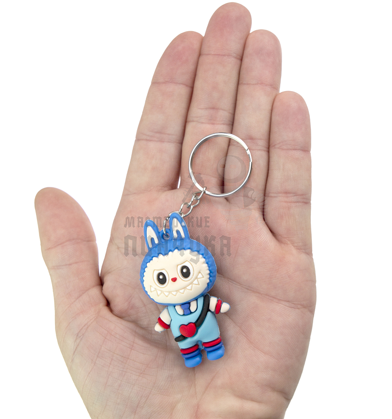 Брелок для ключей "LABUBU" с сердцем, цв.синий