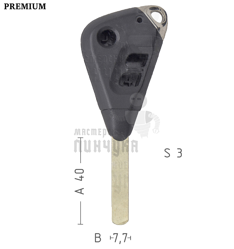 Корпус ключа SUB-2.P DAT17 SUB1P175 3 кнопки треугольный КНР