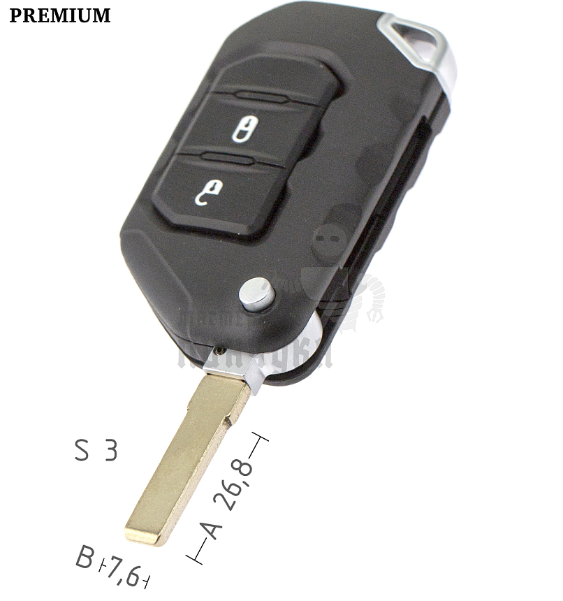 Корпус выкидного ключа JEEP SIP22 "РАЦИЯ"  2 кнопки/вертикальный  КНР