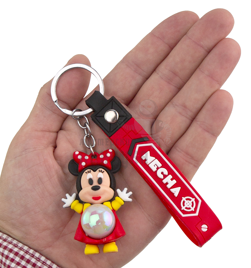 Брелок для ключей светящийся "Минни Маус" цв. красный + ремешок