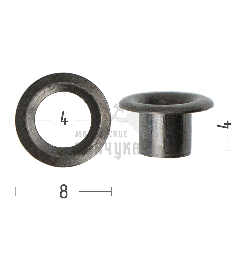 Люверсы №2, 4мм, сталь, цв. темный никель