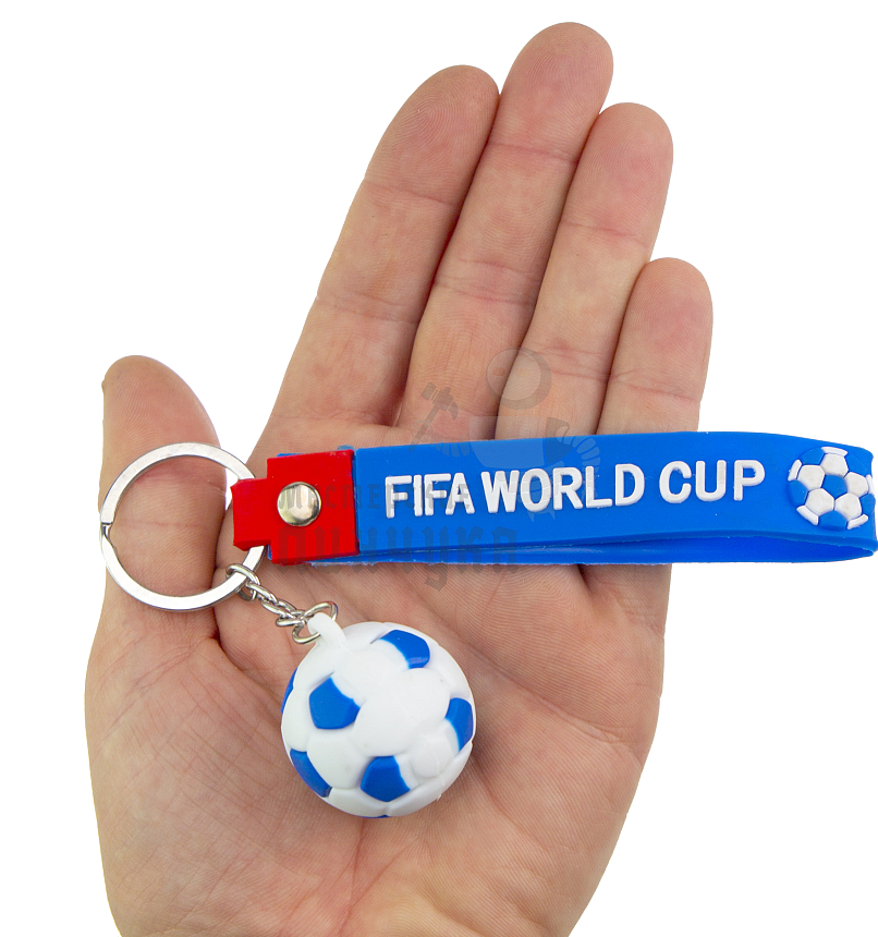 Брелок для ключей "Футбольный мяч" + ремешок, цв.синий