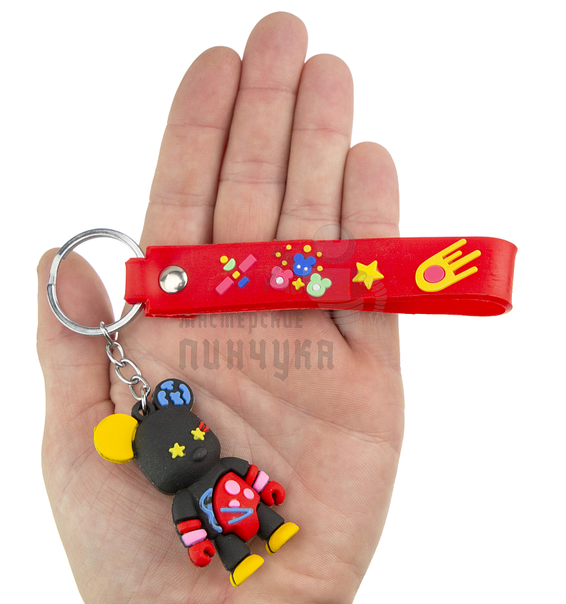Брелок для ключей "Мишка Бербик" + ремешок, цв.черный 