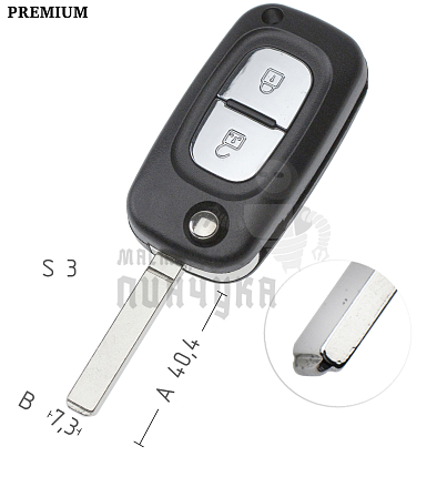 Корпус выкидного ключа VA49 VA6 VC75 2 кнопки КНР   RENAULT