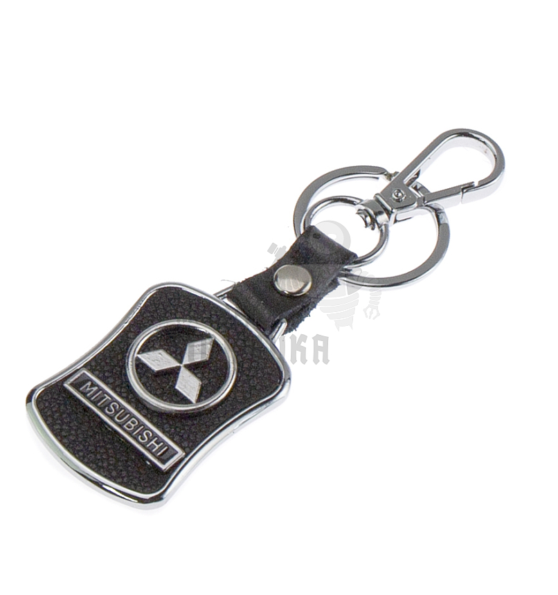 Авто карабин с кольцом для ключей MITSUBISHI Экокожа