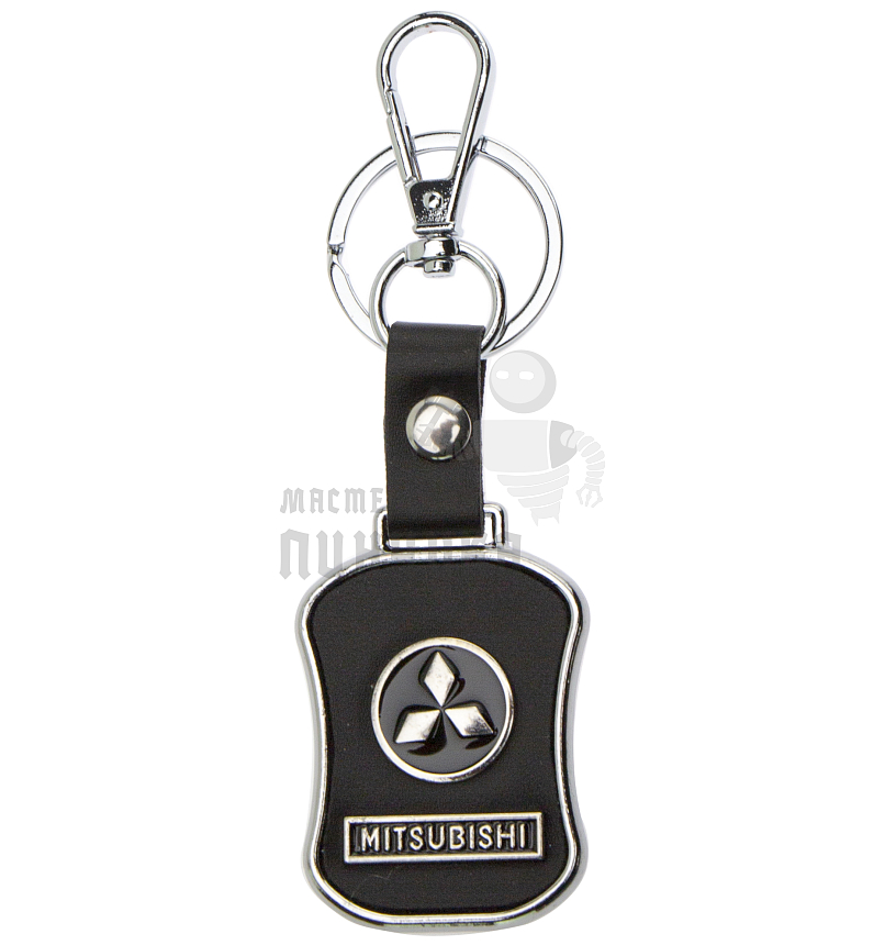 Авто карабин с кольцом для ключей MITSUBISHI Экокожа Гладкий