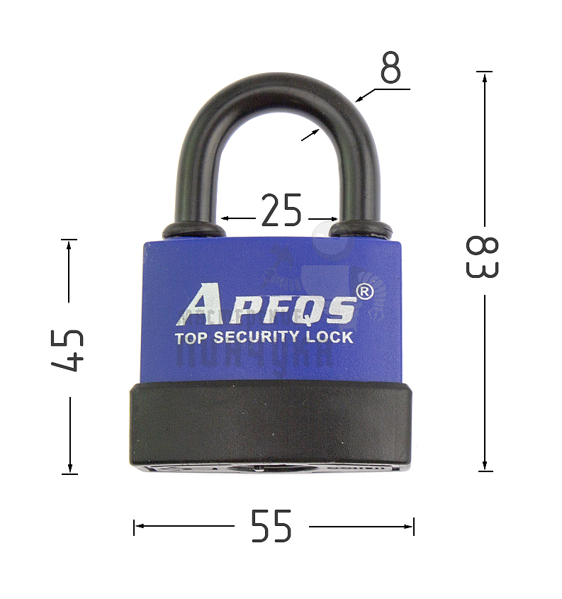 Навесной замок APFQS 55мм (короткая дужка)