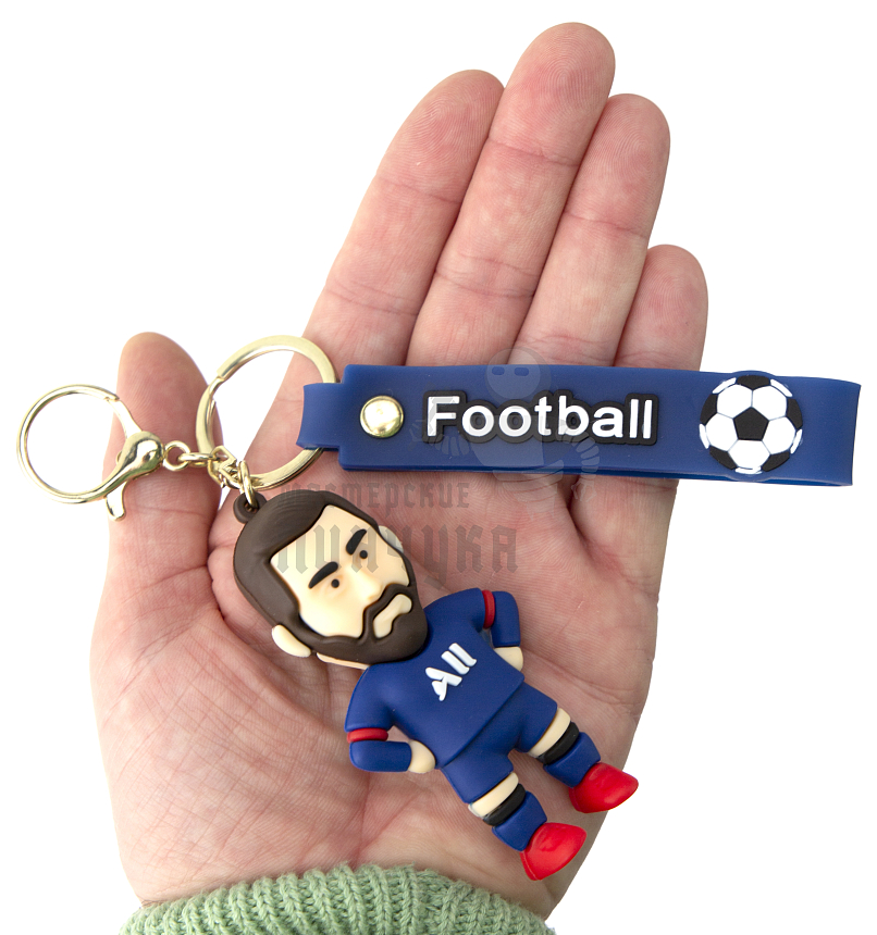 Брелок для ключей "Football", Месси цв.синий + карабин