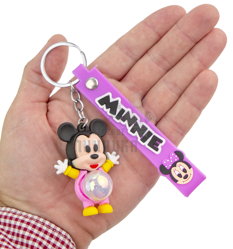 Брелок для ключей светящийся "Микки Маус" цв. розовый + ремешок