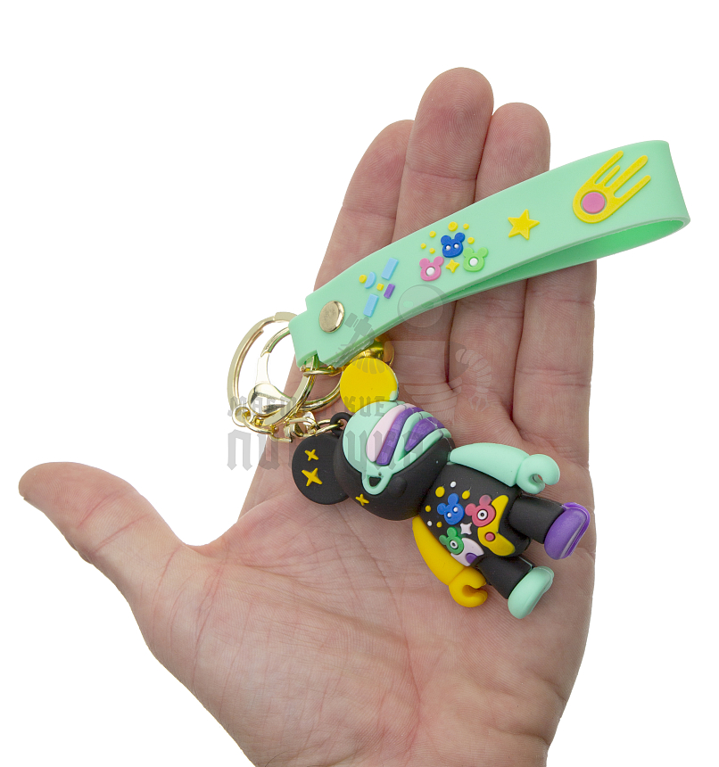 Брелок для ключей "Мишка Космос" с колокольчиком + карабин