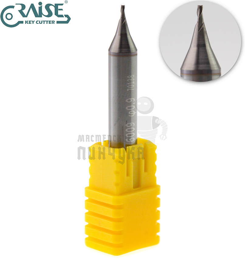 Вертик.фреза RAISE EW6009-3F ф0,9мм CARBIDE (ф0,9Х6Х40)								