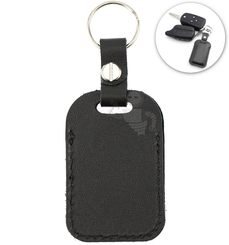 Чехол брелок для автомобильной сигнализации, прямоугольный, крепление на винте с кольцом, цв.черный