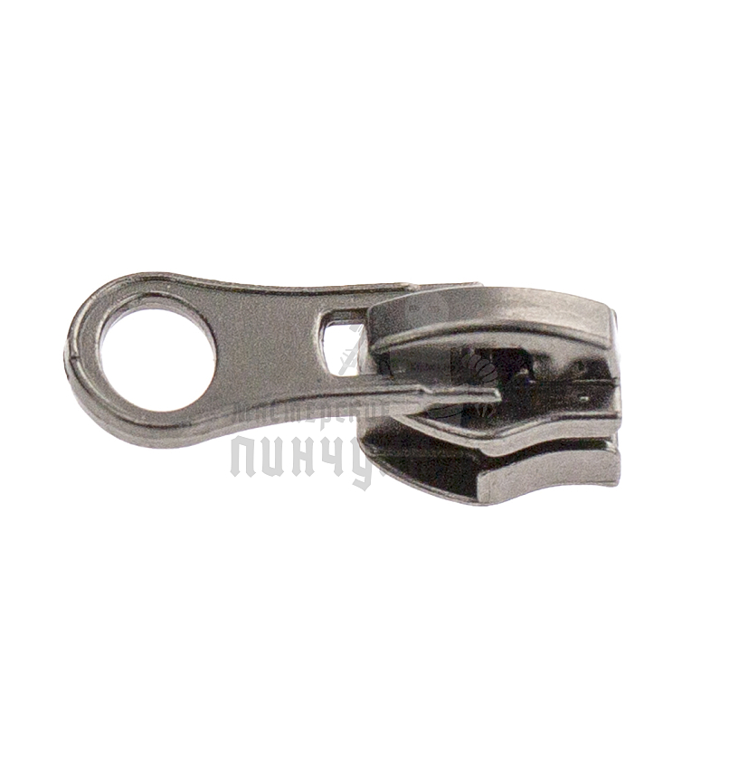 Бегунок для спиральной молнии, тип 7, автомат, "Груша", цв. никель темн.
