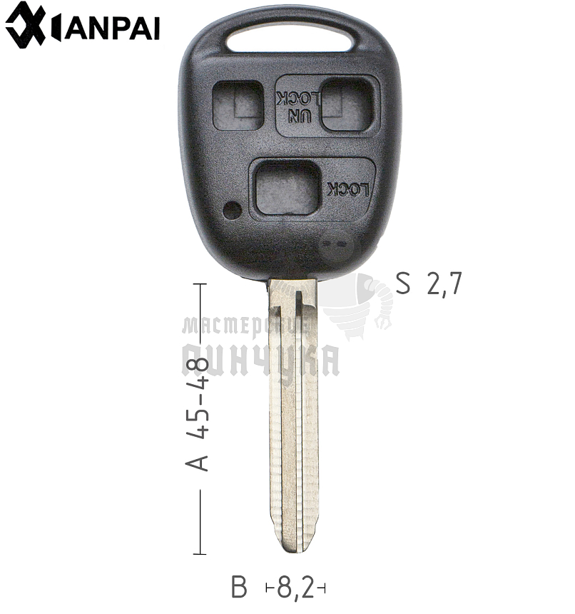 Корпус ключа TOYO-15.P TOY43 TY37R 3 кнопки КНР