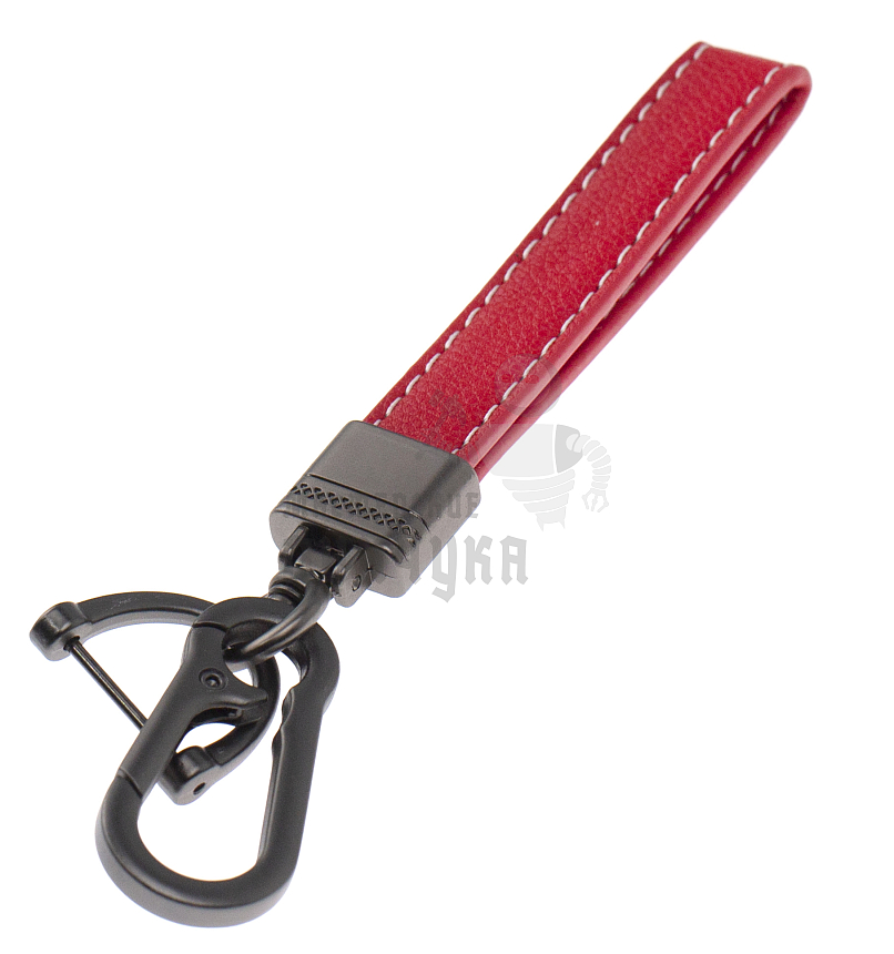 Кожаный брелок для ключей с карабином, красный