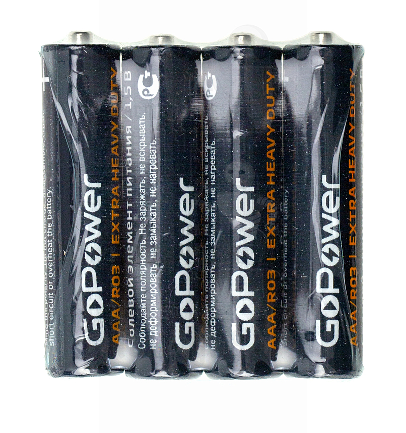 Батарейка GoPower R03 AAA Shrink 4 Heavy Duty 1.5V (4/60/1200)
