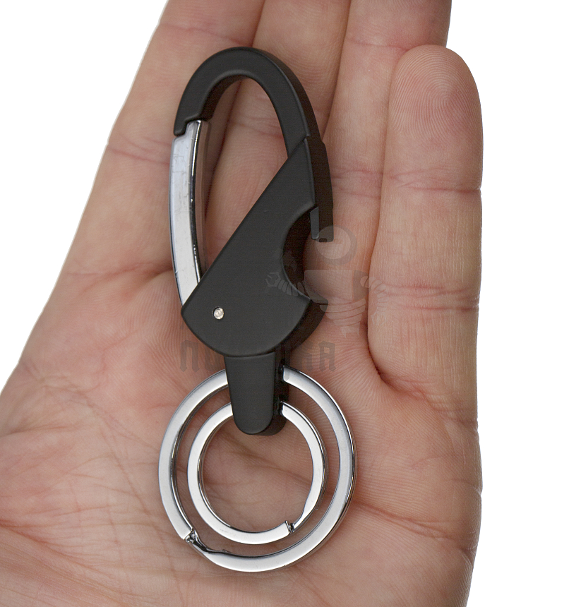 Карабин овальный с двумя кольцами для ключей и открывашкой